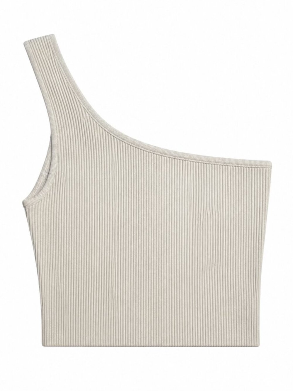 Babaton One Shoulder Ribbed Crop Top – Oatmeal Beige – XS - Picture 2 of 3